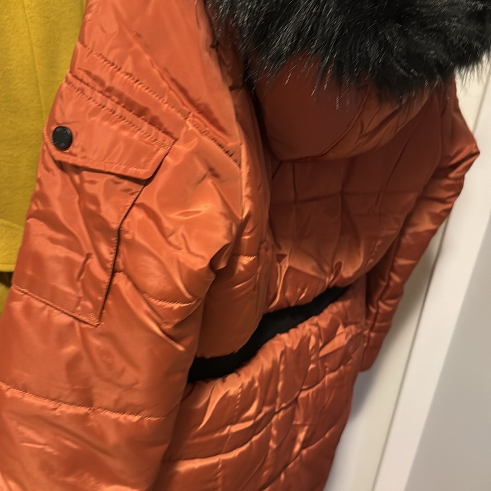 NWT Hudson Puffer Coat Faux Fur Trim in Baked Clay fleece lined. Fits women XS - Picture 16 of 16